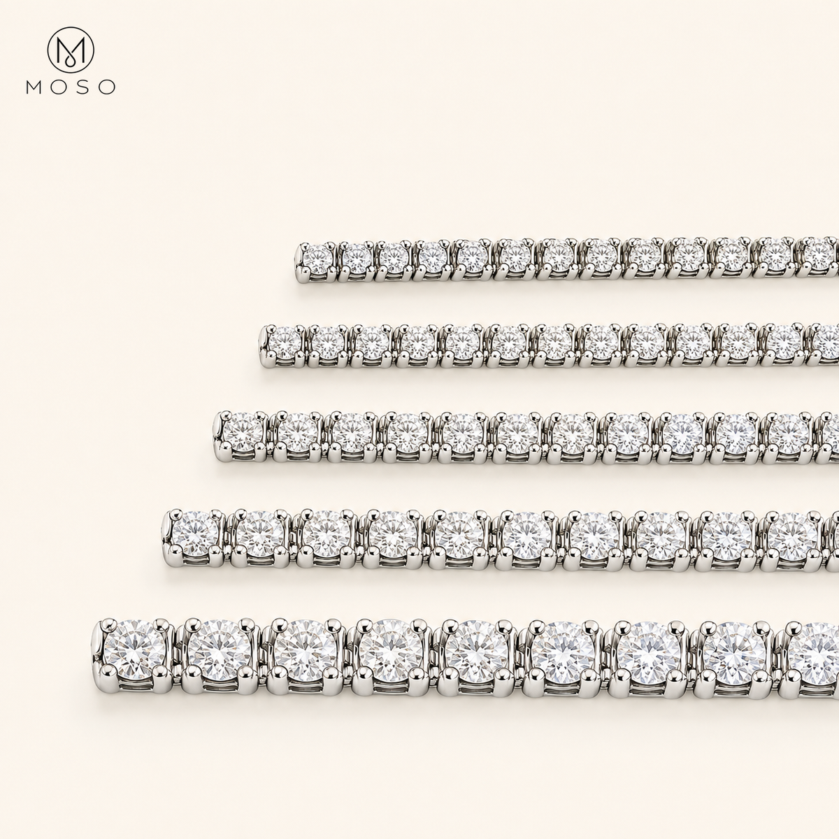 Emma round moissanite tennis bracelet stone size comparison