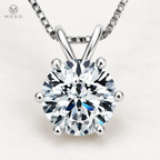 Grace six prong round moissanite pendant macro view
