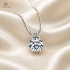 Grace silver tone moissanite necklace on ivory silk