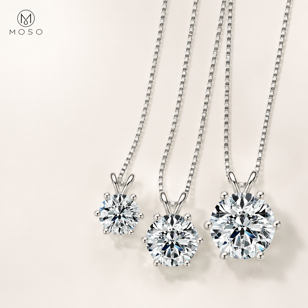 Grace round moissanite pendant necklace size range
