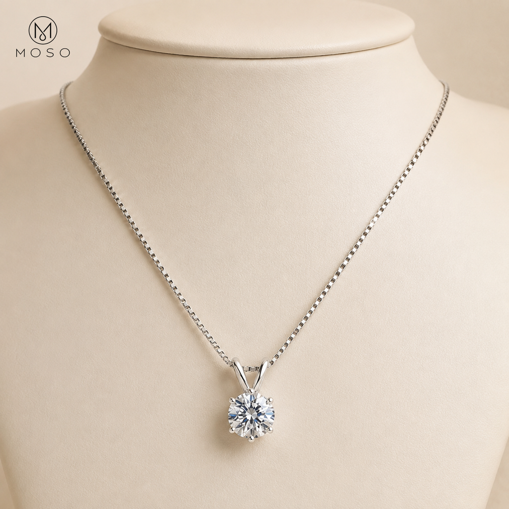 Grace 45cm round moissanite necklace proportion view