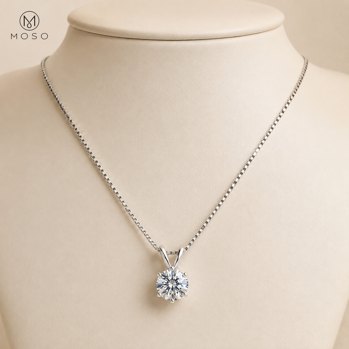 Grace 45cm round moissanite necklace proportion view