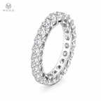 Hailey 3.5mm round moissanite full eternity ring in silver tone on white background