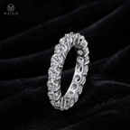 Hailey silver tone full eternity moissanite ring on black velvet