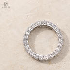 Hailey 3.5mm round moissanite full eternity ring on pale stone