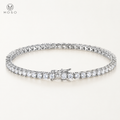 Hannah round stone tennis bracelet in silver tone on white background