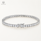 Hannah round stone tennis bracelet in silver tone on white background