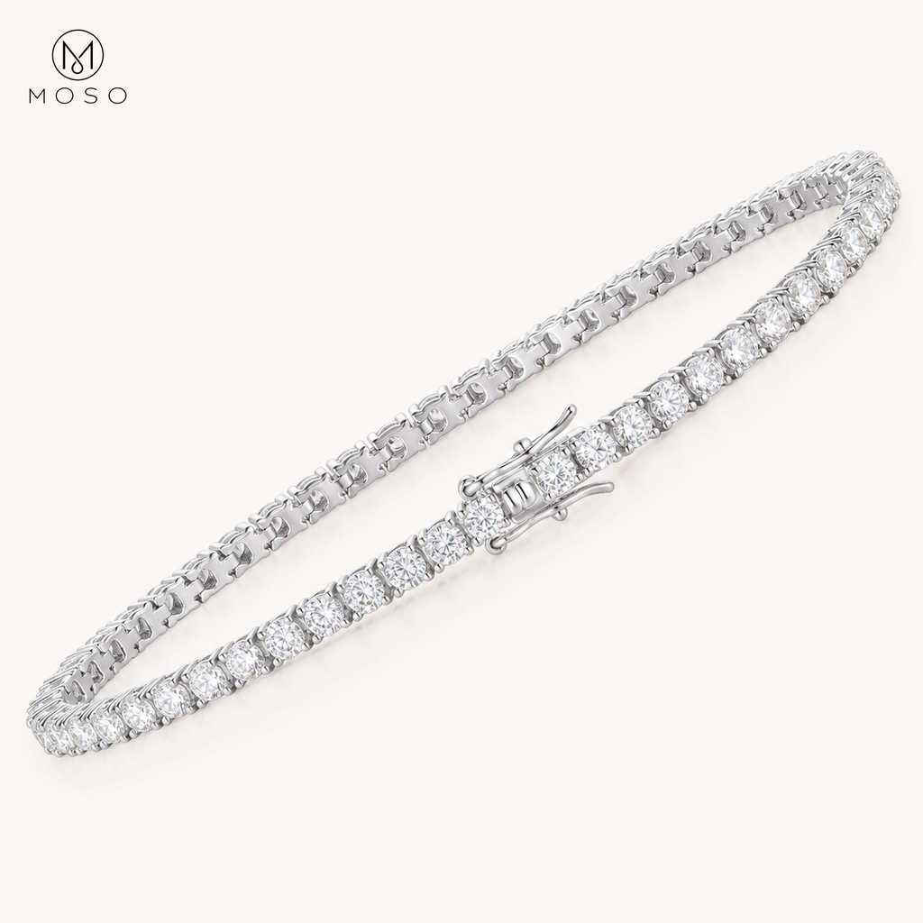Hannah single row tennis bracelet top view