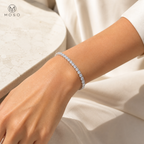 Hannah tennis bracelet worn in natural daylight
