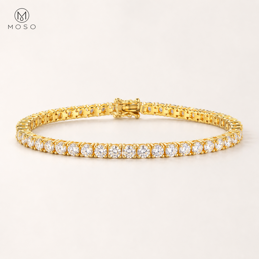 Hannah round stone tennis bracelet in gold tone