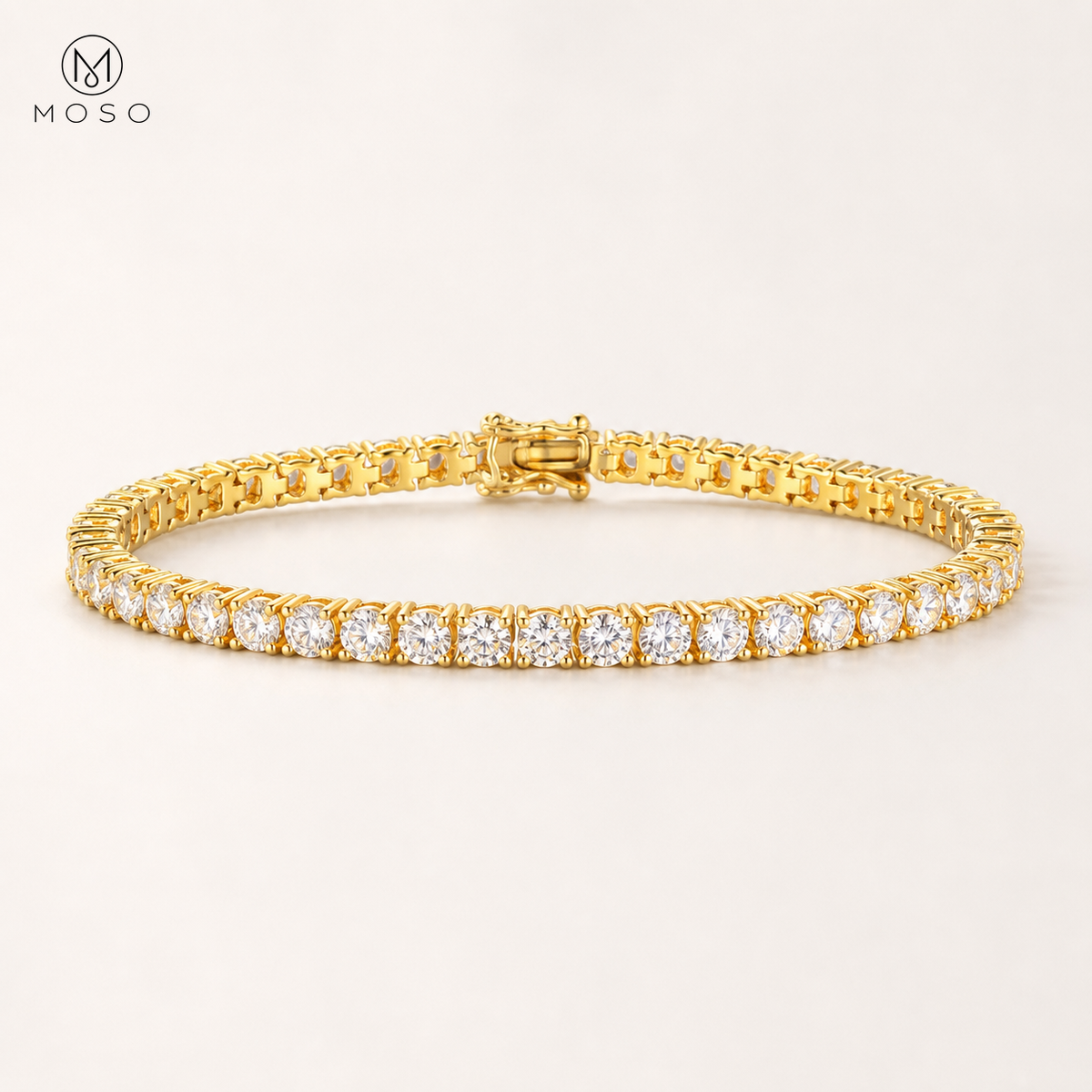 Hannah round stone tennis bracelet in gold tone