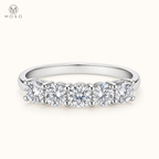 Harper 1.5ct five stone moissanite wedding band on ivory