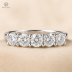 Harper round moissanite five stone ring close up