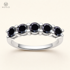 Harper black moissanite five stone ring on ivory