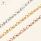 Hazel moissanite bezel necklace in three metal tones