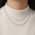 Hazel silver tone bezel tennis necklace layered styling