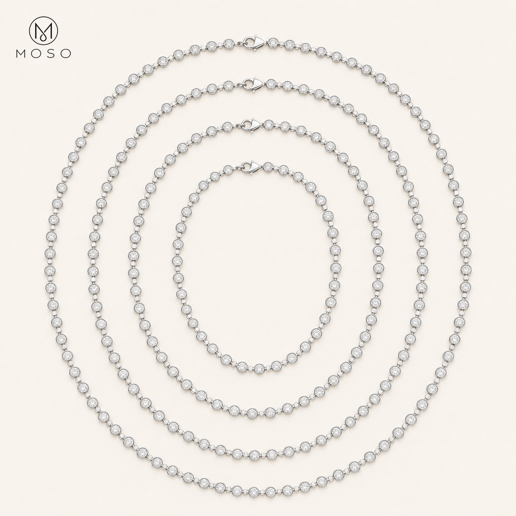 Hazel moissanite tennis necklace length comparison