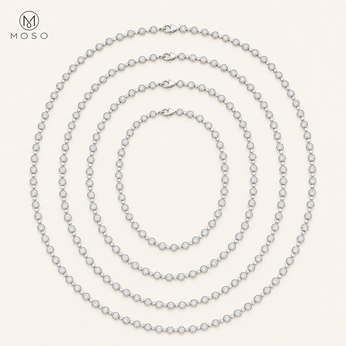 Hazel moissanite tennis necklace length comparison