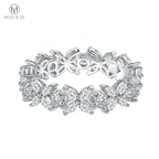 Isabella marquise moissanite floral band in 925 sterling silver, half coverage, MOSO UAE