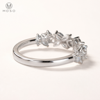 Isabella sterling silver moissanite ring smooth shank and raised setting profile