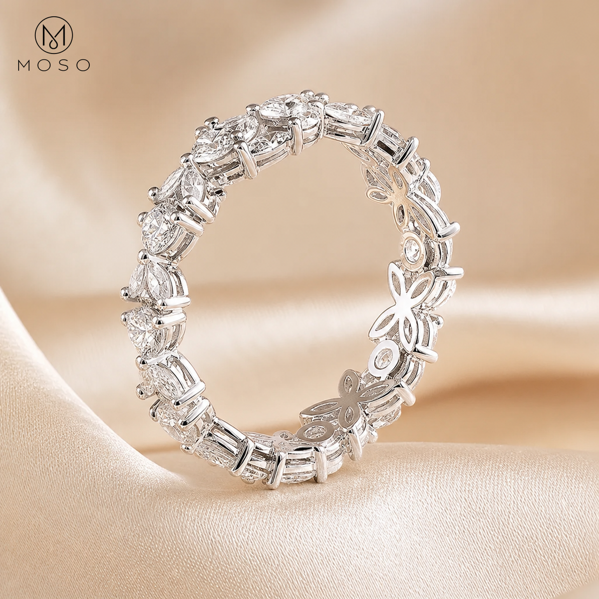 Isabella full eternity moissanite ring open gallery detail