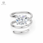 Jessica round moissanite spiral ring viewed from the front