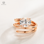 Jessica rose gold tone round moissanite spiral ring