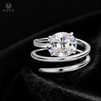 Jessica silver tone round moissanite spiral ring on black velvet