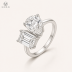 Kennedy 4ct pear and emerald cut Toi et Moi ring