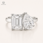 Kennedy 5ct pear and emerald cut moissanite ring