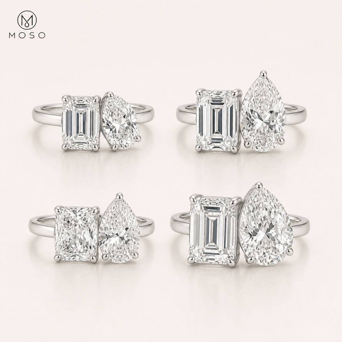 Kennedy Toi et Moi ring stone size and cut options
