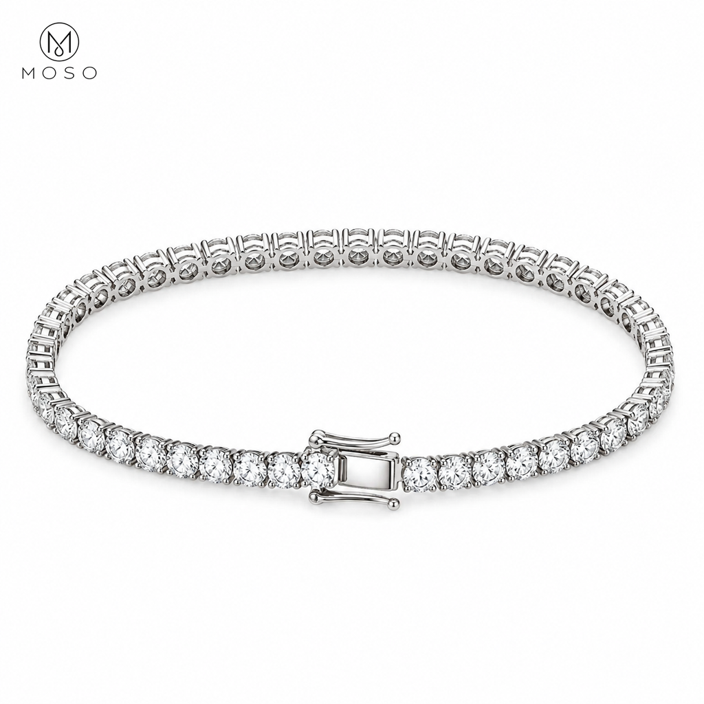 Lauren 4mm round moissanite tennis bracelet overhead view