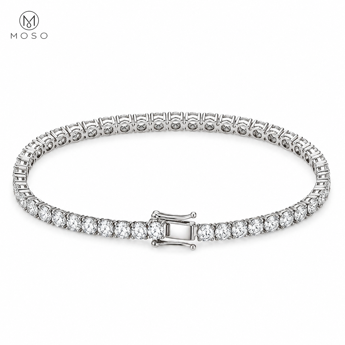 Lauren 4mm round moissanite tennis bracelet overhead view