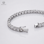 Lauren moissanite tennis bracelet four prong basket link detail
