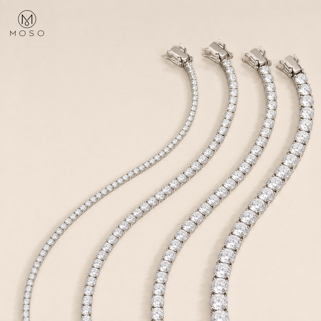 Lauren moissanite tennis bracelets in 3mm 4mm 5mm and 6.5mm widths
