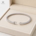 Lauren 4mm moissanite tennis bracelet in an ivory jewellery box