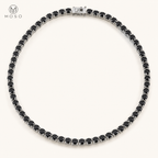 Layla black moissanite tennis necklace on ivory background