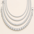 Layla tennis necklace stone sizes from 3 mm to 6.5 mm