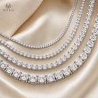 Layla clear tennis necklaces in four stone sizes