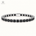 Lucy 5.5mm square black moissanite tennis bracelet on ivory