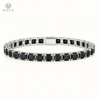 Lucy 5.5mm square black moissanite tennis bracelet on ivory