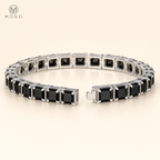 Lucy black moissanite tennis bracelet open box clasp detail
