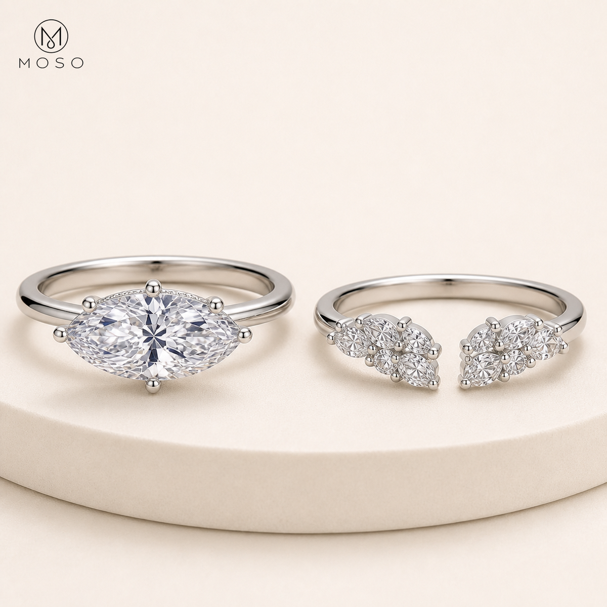 Madison 3ct marquise moissanite bridal set low side profile