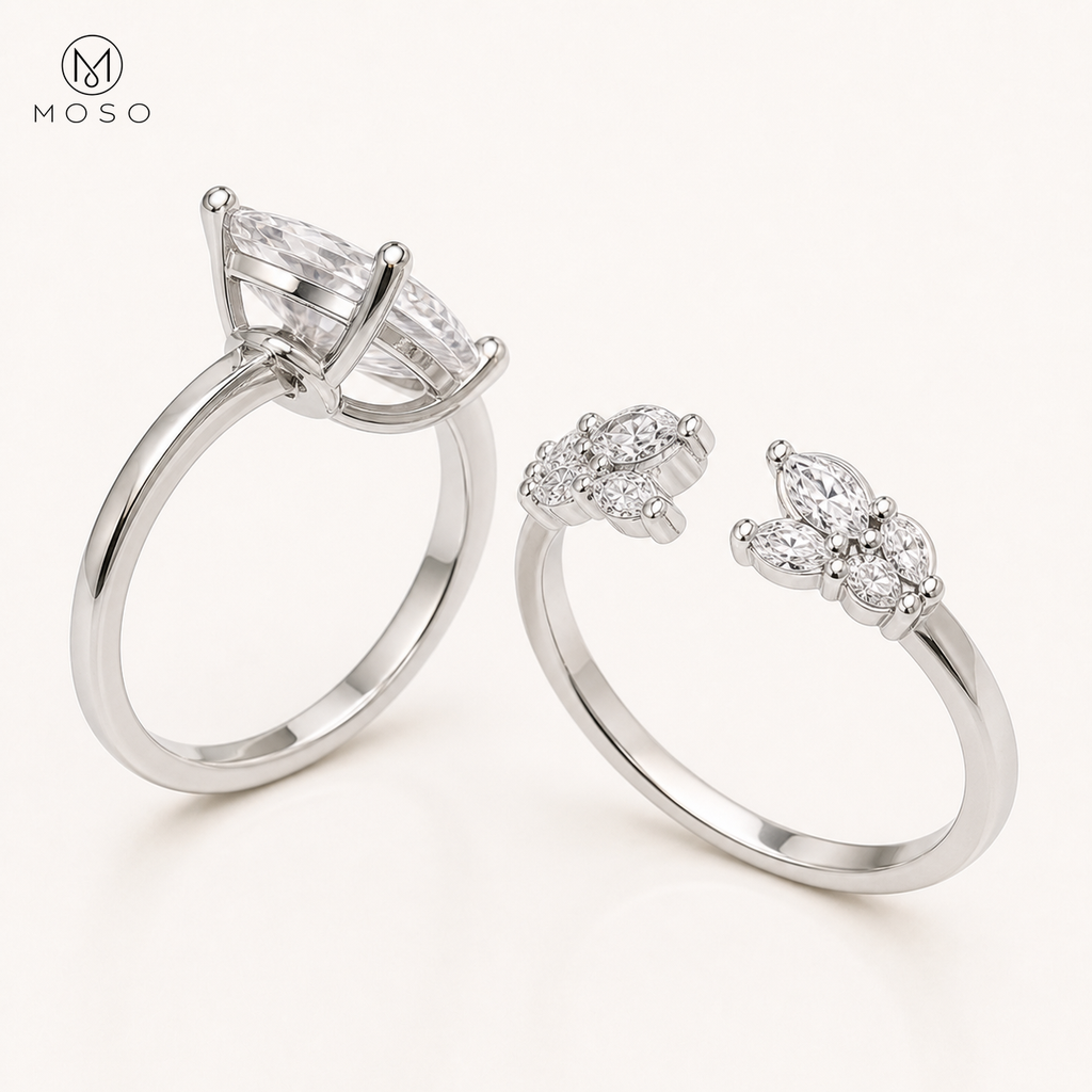 Madison marquise moissanite six prong setting rear gallery view