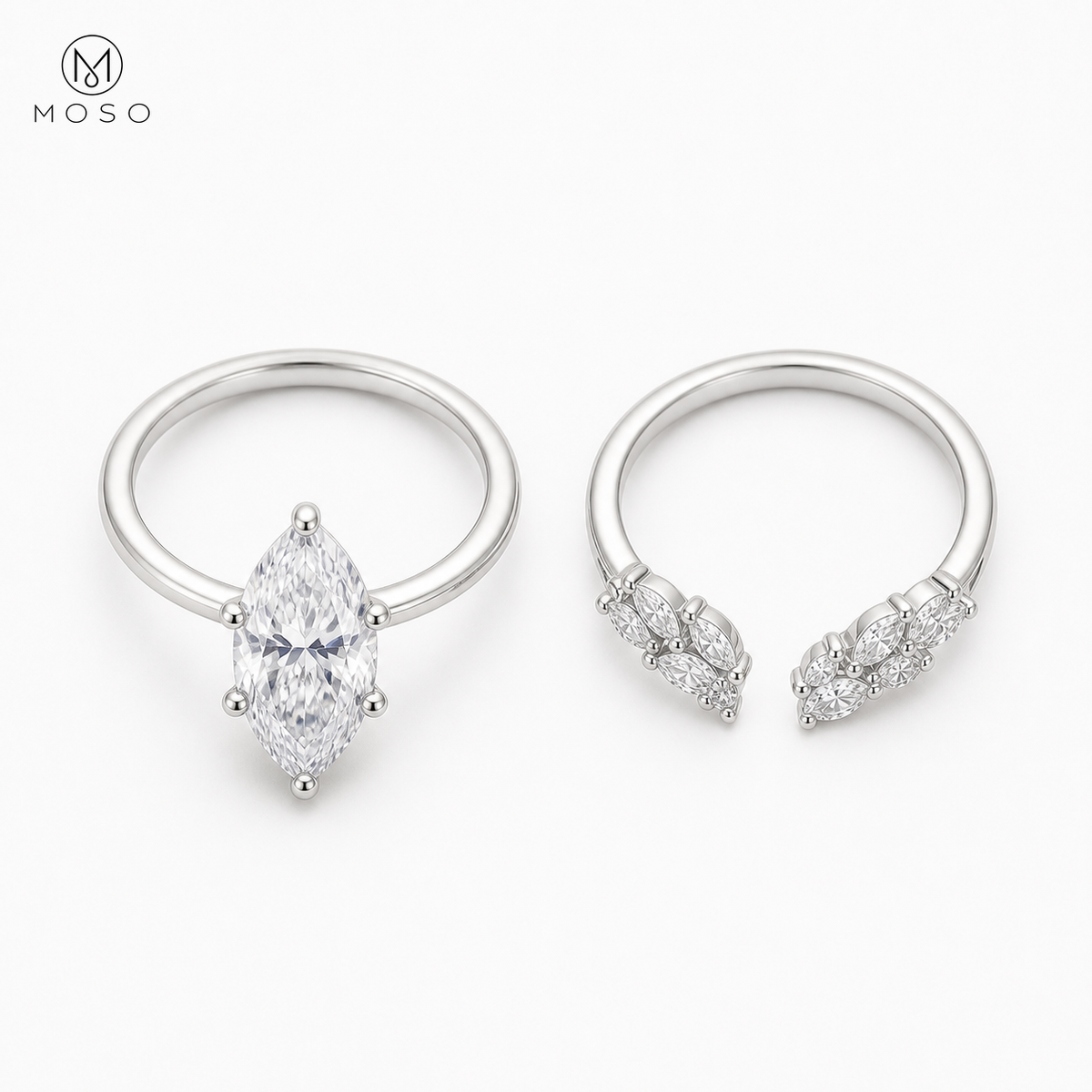 Madison 3 carat marquise moissanite ring set top view