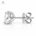 Mia round moissanite stud earring side profile with post and butterfly back