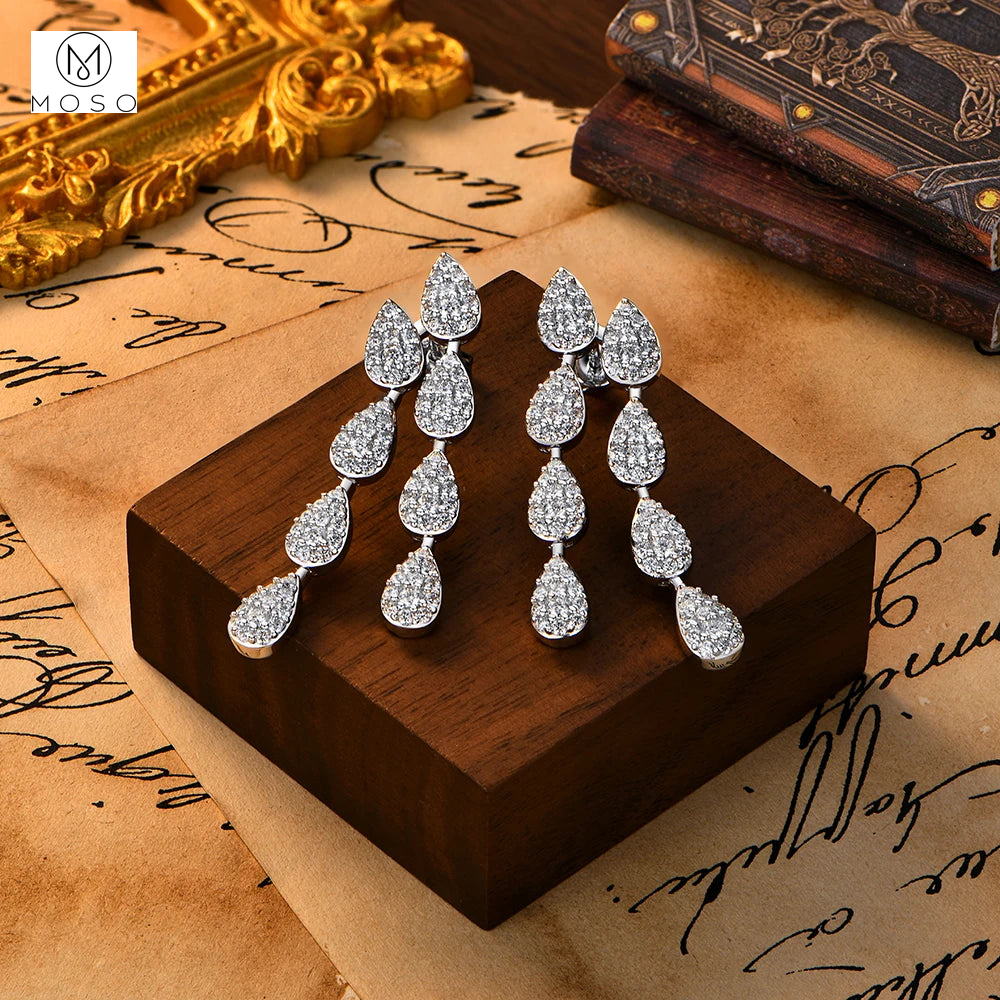 Cascade Round Moissanite Drop Earrings — product view 3