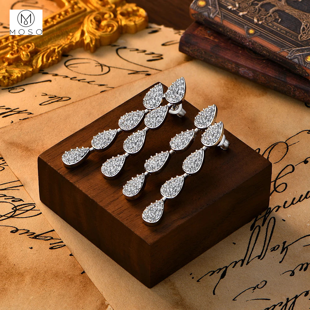 Cascade Round Moissanite Drop Earrings — product view 4