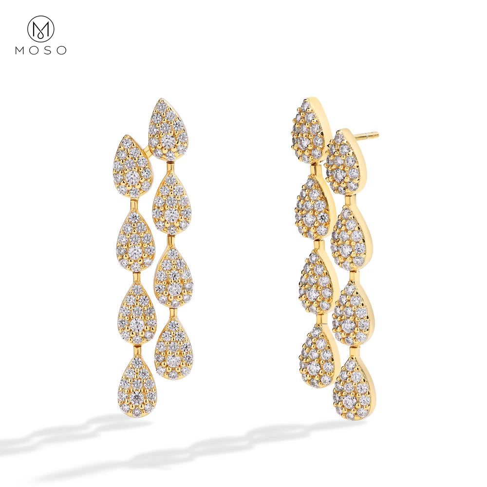 Cascade Round Moissanite Drop Earrings — product view 26