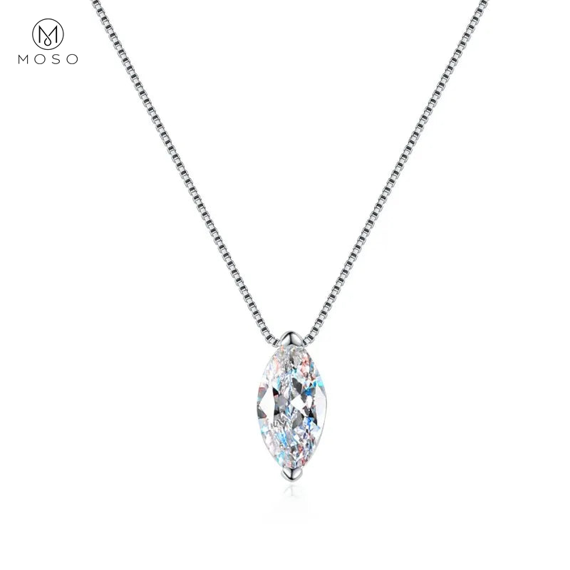Marquise moissanite pendant necklace in PT950 platinum, product detail